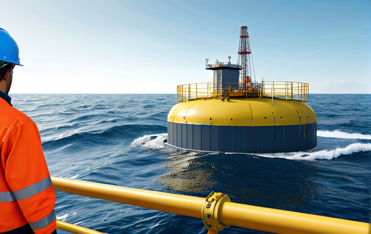 Wave Energy Innovation**

A modern, offshore wave energy converter platform, fully clothed engineers in hard hats are inspecting the technology, ocean waves in the background, clean energy concept, professional presentation, safe for work, appropriate content, fully clothed, perfect anatomy, natural proportions, high quality rendering, family-friendly.

**