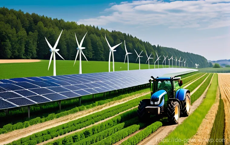 재생에너지 발전소의 위치 선정 기준 - **Prompt:** A serene, sun-drenched German rural landscape showcasing sustainable energy. In the fore...