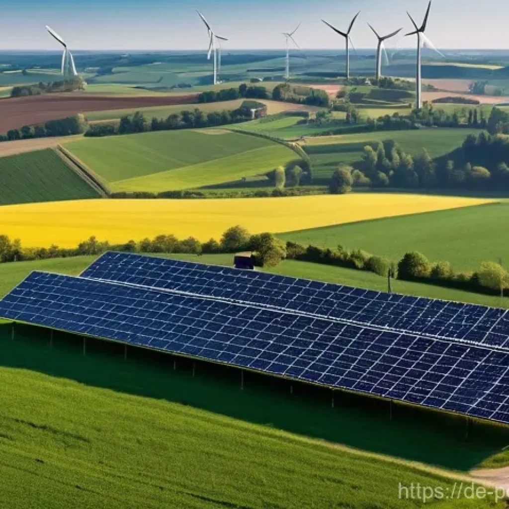 업계 전문가의 재생에너지 전망 - **Prompt:** A sprawling, picturesque German rural landscape bathed in soft, early morning sunlight. ...