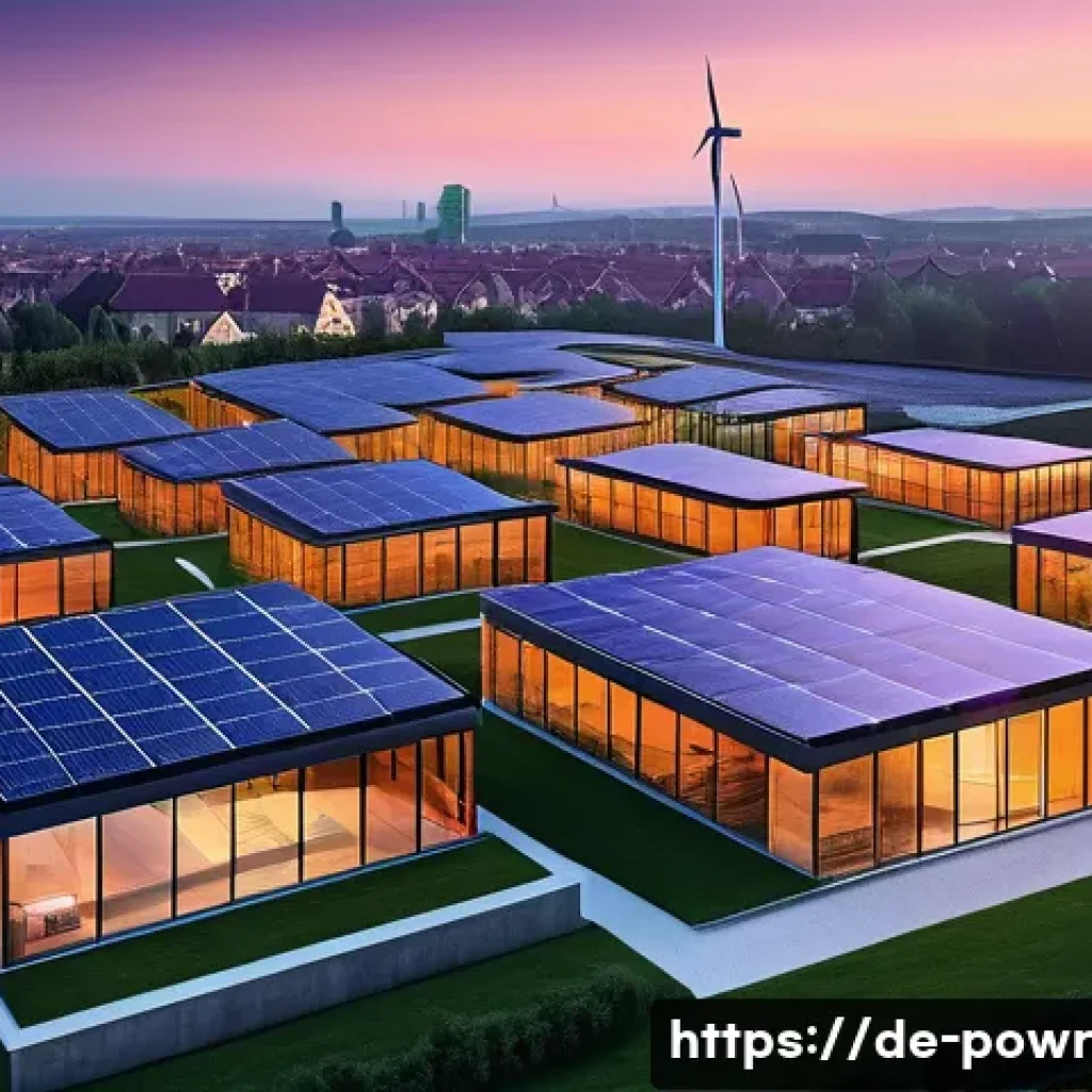 전세계 재생에너지 할당량 기준 - **Prompt:** A sprawling, modern European landscape at sunrise, showcasing the harmonious integration...