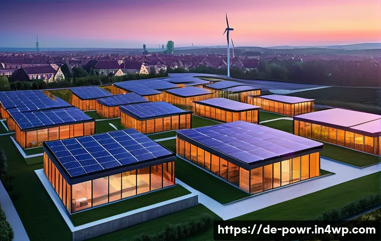 전세계 재생에너지 할당량 기준 - **Prompt:** A sprawling, modern European landscape at sunrise, showcasing the harmonious integration...