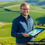 Home 19 재생에너지 프로젝트의 단계별 진행 방식 - **Prompt 1: Vision to Reality: German Engineers at a Renewable Energy Site**
A group of 3-4 dive...