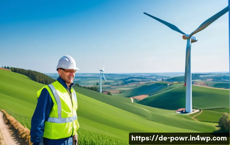 재생에너지 기술을 통한 일자리 창출 - A detailed, realistic scene of a skilled wind turbine technician performing maintenance on a large w...