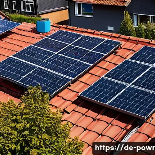 Home 15 재생에너지 기술의 도입 비용 분석 - A modern German residential rooftop solar installation scene during a bright sunny day, showcasing h...