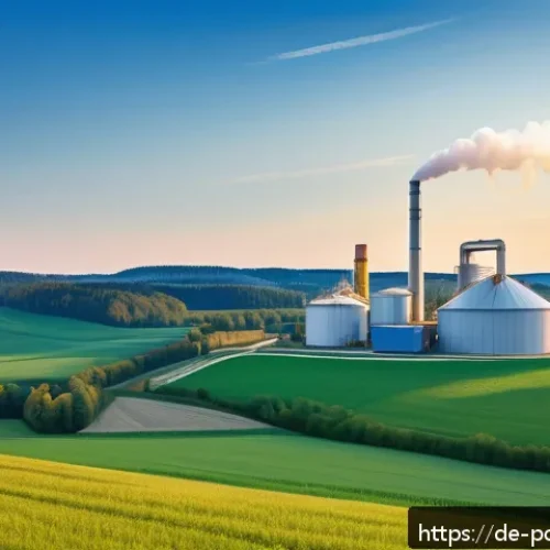 바이오매스 에너지의 장단점 분석 - A detailed rural German landscape showcasing a sustainable biomass energy setup: modern wood pellet ...
