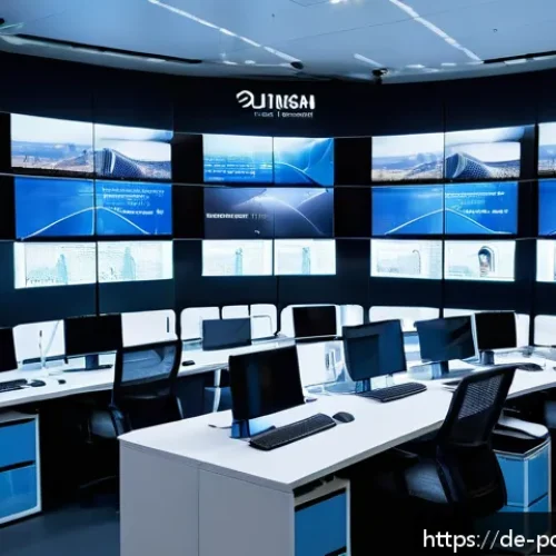 재생에너지 기술의 지속 가능한 발전 전략 - A modern smart grid control center in Germany, featuring large digital screens displaying real-time ...