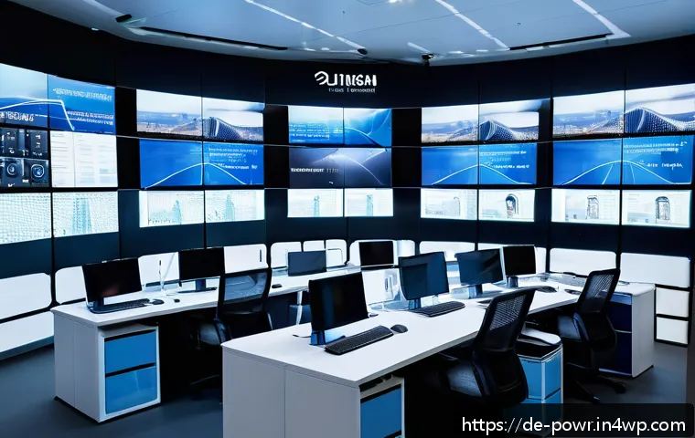 재생에너지 기술의 지속 가능한 발전 전략 - A modern smart grid control center in Germany, featuring large digital screens displaying real-time ...