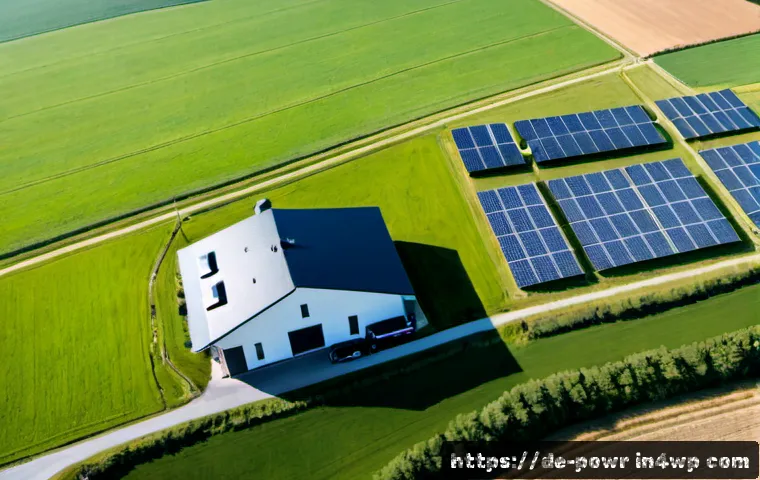 탄소중립을 위한 재생에너지 활용 방안 - Photorealistic wide aerial view of a modern German countryside community transitioning to renewable ...